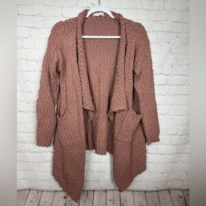 Altard State Rose Pink Womens waterfall cardigan‎ sweater pockets, sz M/L GUC